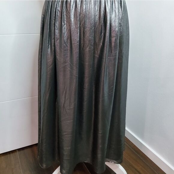 NWT Zara Metallic Gray Midi Skirt Size M - Picture 2 of 11
